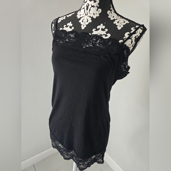 🩷🩷Elegant Black Lace Trim Women's Top NO SIZE - Picture 3 of 8